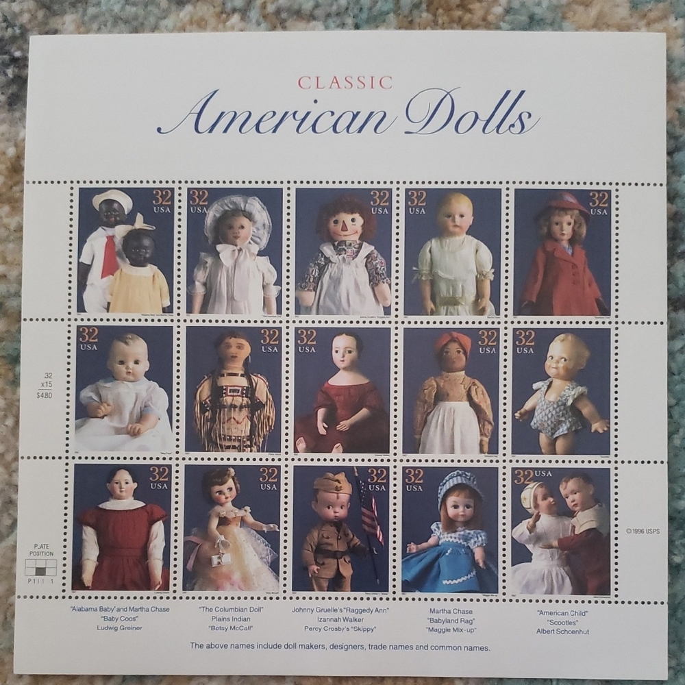 Classic American Dolls Stamp Sheet